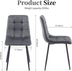 Velvet Dining Chairs Set of 4 - Grey Dining Room Chairs with Metal Legs Ideal for Kitchen, Dining Room - Kitchen Chairs Set for 4