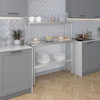 Stainless Steel Work Table with Wide Single Tier Overshelf | Metal Kitchen Prep Table & Shelving Combo (18" x 48" Work Table + 12" Overshelf)