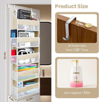 Over The Door Organizer with 8 Side Mesh Pockets, 44lb Weight Capacity Hanging Behind The Door Bathroom Organizers and Storage Suitable for Storing Toys, Shoes, Towels, Lvoy White, 5 Shelf