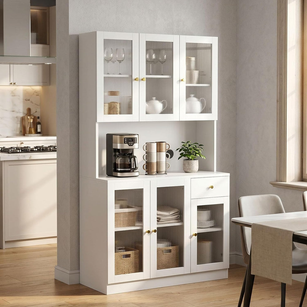 71" Kitchen Pantry Cabinet with Storage, Tall Kitchen Pantry Cabinet wit...