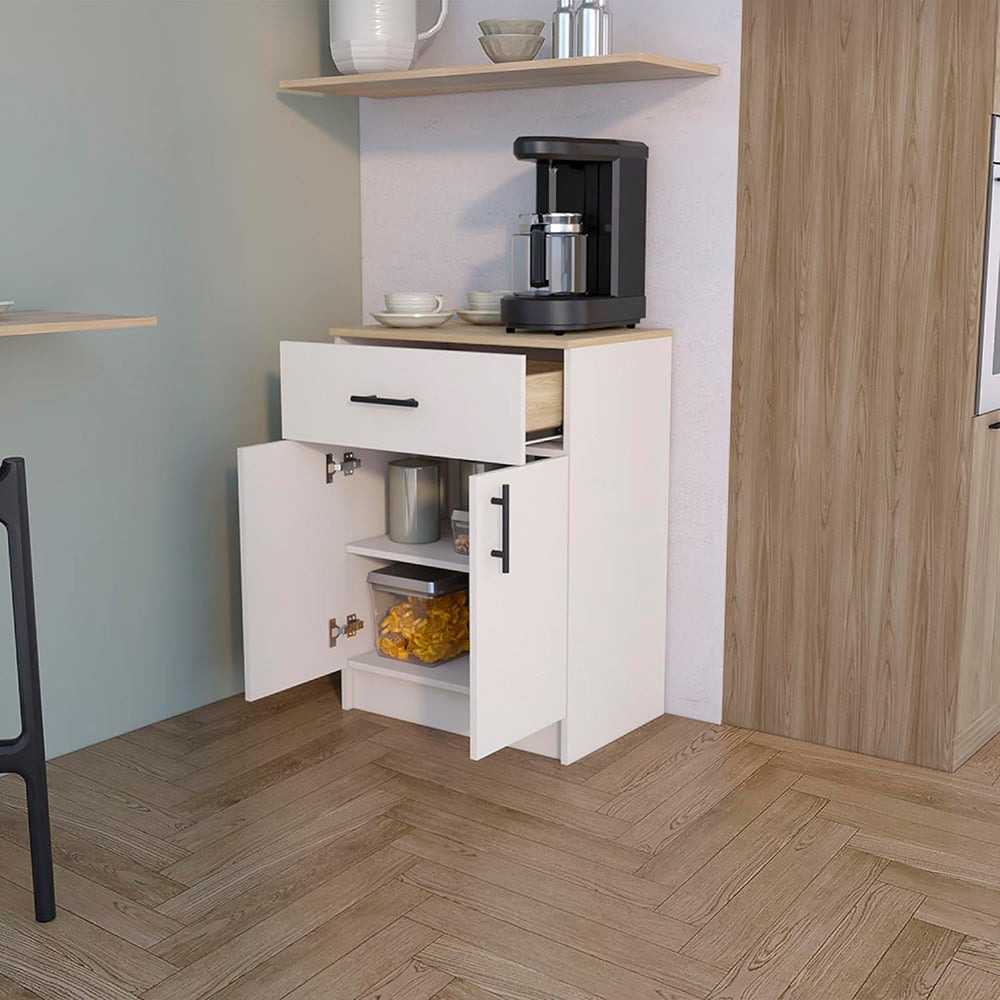 Pantry Cabinet Netal, Kitchen, Ivory/Natural Oak