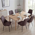 Modern Dining Chairs Set of 6, Faux Leather Upholstered Dining Room Chair Kitchen Chairs Dinner Side Chair with Curved Back and Metal Legs for Kitchen, Dining Room, Living Room, Brown