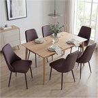 Modern Dining Chairs Set of 6, Faux Leather Upholstered Dining Room Chair Kitchen Chairs Dinner Side Chair with Curved Back and Metal Legs for Kitchen, Dining Room, Living Room, Brown