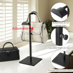 Two Tiers Handbag Display Stands - 2PCS Black Stainless Steels Purse Stand Holder Adjustable Height Display Rack for Retail Luxury Bag Organizer Home Store Boutique Retail Closet