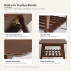 Foldable Coffee Table with Storage Shelf, Walnut Wood 47"