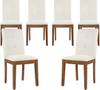 DAGONHIL Dining Chairs Set of 6, Modern Upholstered Fabric Dining Room Chairs, Armless Kitchen Chairs with Wood Legs and Padded Seat for Living Room, Bedroom, Kitchen (Beige)