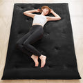Japanese Floor Futon Mattress Full Size 54"x 80", 2.5'' Thick Foldable Roll Up Floor Bed Sleeping Pad, 25D Foam Filled Tatami Mat with Straps for Guest Room, Dormitory & Camping, Black