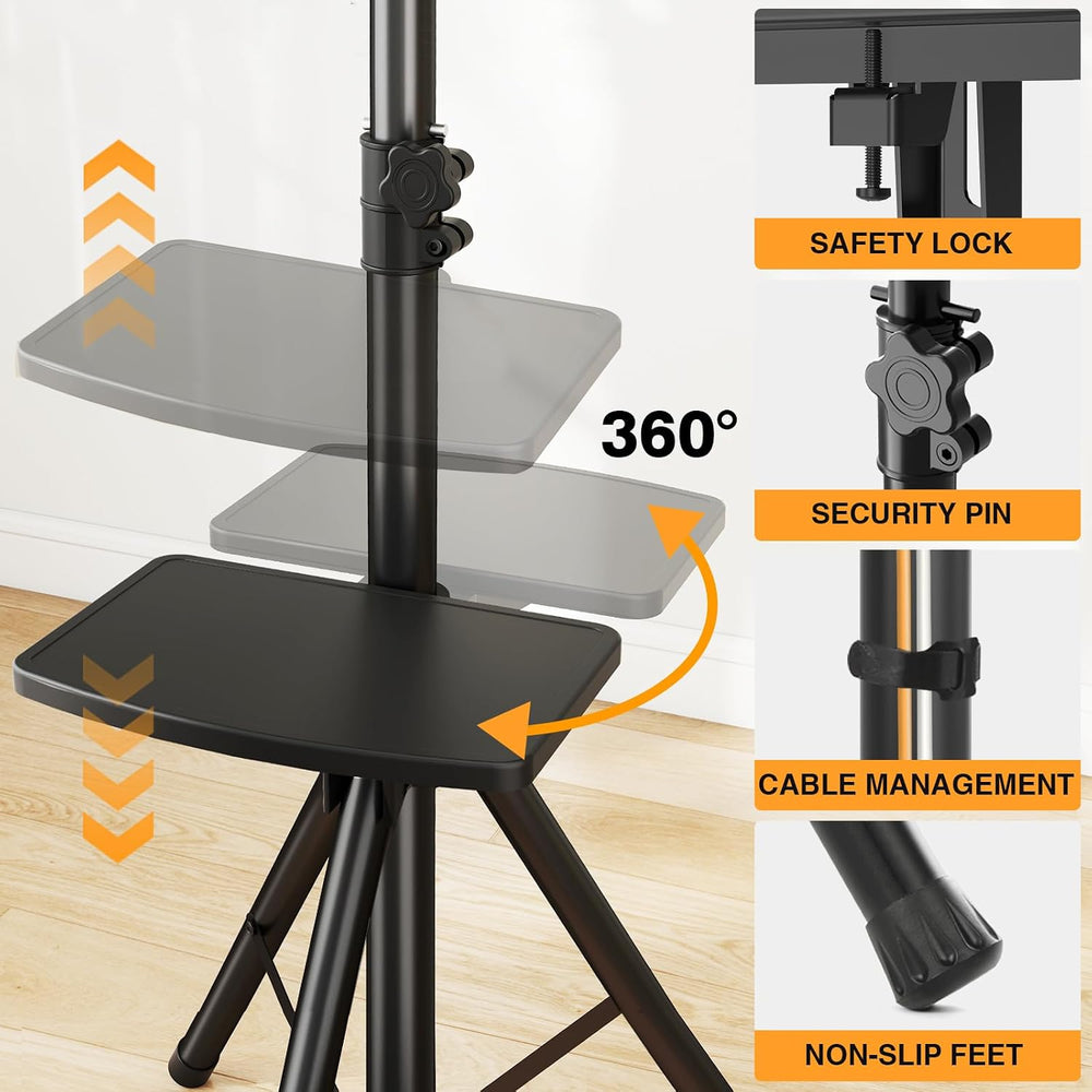 Tripod TV Stand with Shelf for 23-75 inch TVs up to 100 lbs