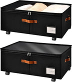 Freebat Under Bed Storage with Wheels 2 Pack, Underbed Container | 10 inch Height Under Bed Drawers with Clear Lid Cover, Storage Bag Box with Visiable Window for Clothes, Bedsheet, Pillow