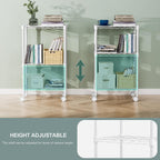 3 Tier Shelf Metal Storage Shelves Wire Rack Closet Organizers with Wheel for Garage Kitchen Bathroom Laundry White 11.8" D x 17.7" W x 29.8" H