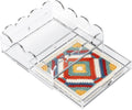 Scalloped Acrylic Tray, 5 x 5 Inch Clear Acrylic Tray with Drawer for Insert Needlepoint Photos, Organizer Tray for Vanity Perfume Jewelry Storage, Small Acrylic Decorative Tray for Home Decor Gift