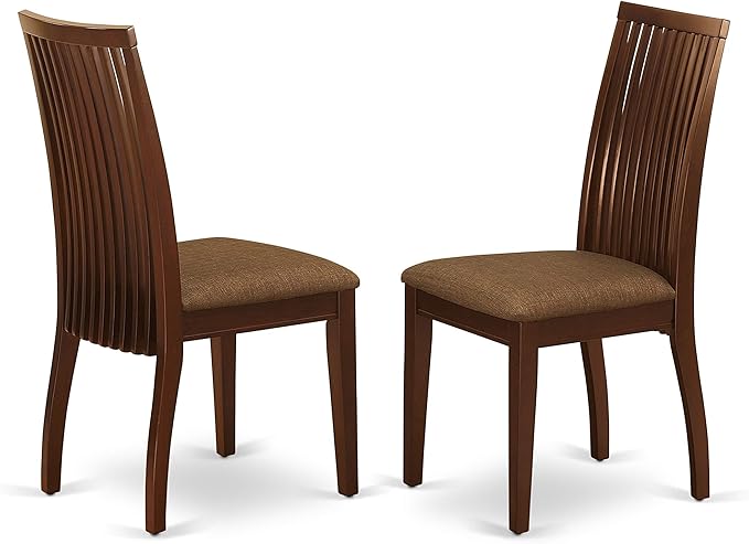 East West Furniture CAIP5-MAH-C 5 Piece Kitchen Table & Chairs Set Includes a Rectangle Dining Table and 4 Linen Fabric Dining Room Chairs, 36x60 Inch, Mahogany