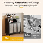 Kitchen Pantry Storage Cabinet with 3 Doors, Modern Hutch with Storage Drawers, Coffee Bar Workstation, for Kitchen, Bedroom, Dining Room, Office
