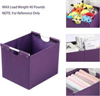 HOONEX Large Collapsible Storage Bins, Linen Fabric, Pack of 2, Storage Baskets with Wooden Carry Handles and Sturdy Heavy Cardboard, for Home, Office, Car, Nursery, Dark Purple