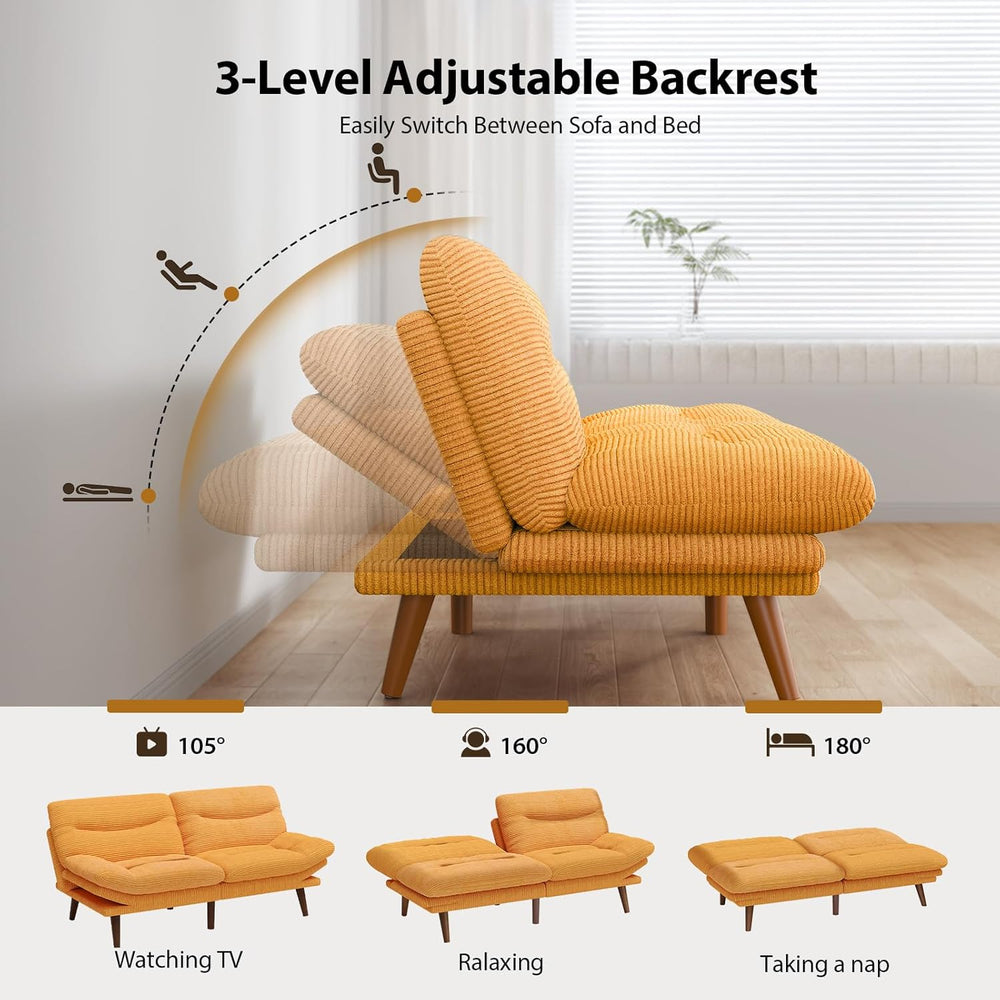 Pipishell Futon Sofa Bed, Modern 66" Futon Couch Convertible to Bed &amp...