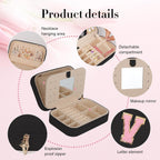 TopPerfekt Travel Jewelry Case, Jewelry Box with Mirror, Jewelry Organizer Bridal Shower Gifts to Her, Earring Storage Travel Case, Trendy Gift for Women and Girls, Girlfriend-Letter V, Black