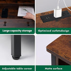 27 Inch Wide Night Stand, Large Wood Night Stand Set 2 with 2 Drawers, LED Nightstand with Charging Station and Adjustable Drawer, Bedside Table for Living Room/Bedroom/Study/Office, Retro.