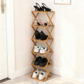 Bamboo Shoe Rack 6 Tier Foldable Shoe Rack for Entryway | Narrow Vertical Shoe Organizer Free Standing Shelf, Multifunctional Slim Storage for Bedrooms Living Room Corner