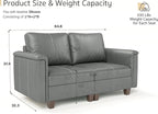 SITJOY 65" Faux Leather Modular Sectional Sofa with Storage, Mid Century Modern Sectional Couches for Living Room, Soft Padded Armrests, Loveseat Sofa, Gray