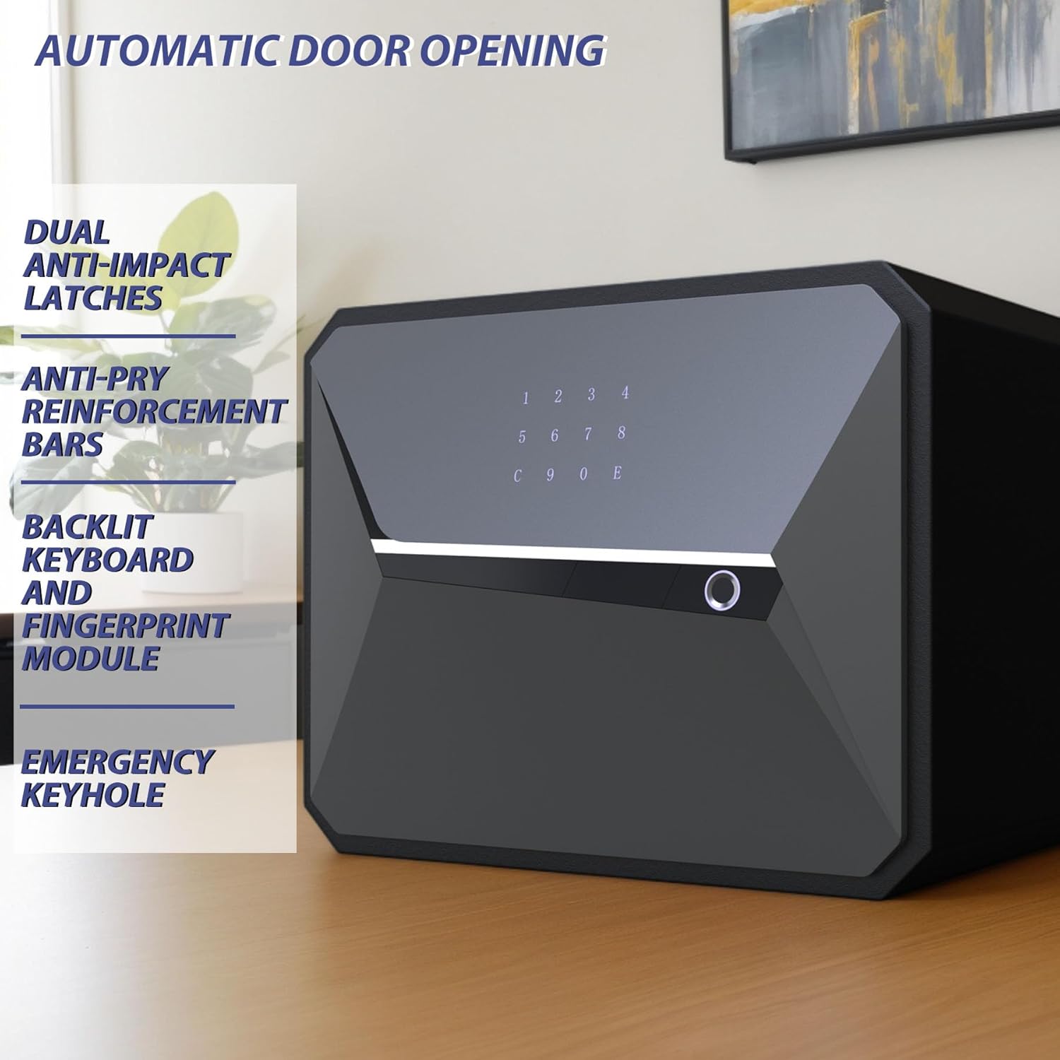 Y-Series Fingerprint Smart Safe Box Security Box with Key,1.2 Cubic,Safety Box for Home