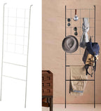 Home Leaning Ladder Rack Blanket Holder Tie Storage Home Decoration Wall Leaning Decorative Ladder for Bedroom Toilet Kitchen, White