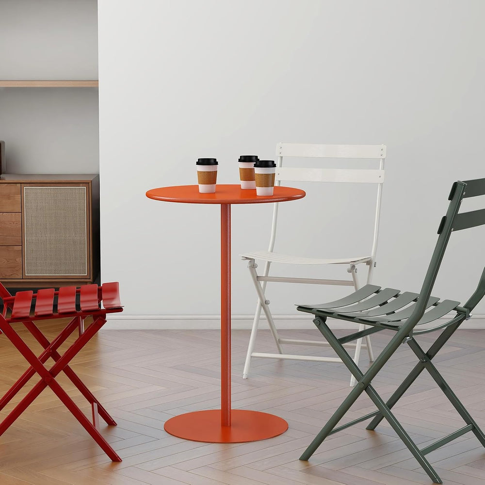 Multifunctional Round Metal End Table, Minimalist Solid Color Large Base Coff...