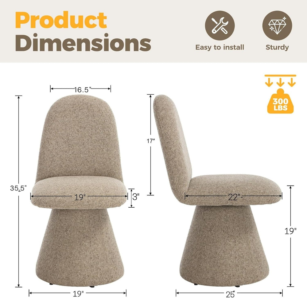 DUOMAY 360° Swivel Dining Chairs Set of 6, Mid Century Modern High Back Linen...