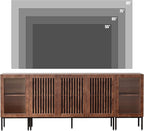 Modern TV Stand for TVs up to 85 Inch, Entertainment Center TV Console with Storage Cabinets and Glass Doors, Media Console for Living Room, Brown