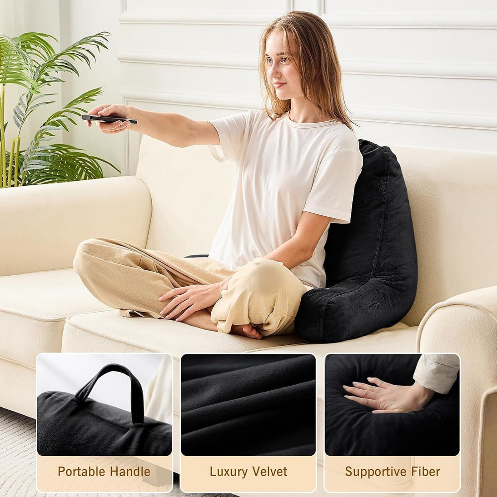 Sasttie Reading Pillow for Bed, Back Pillow for Sitting Up, Black