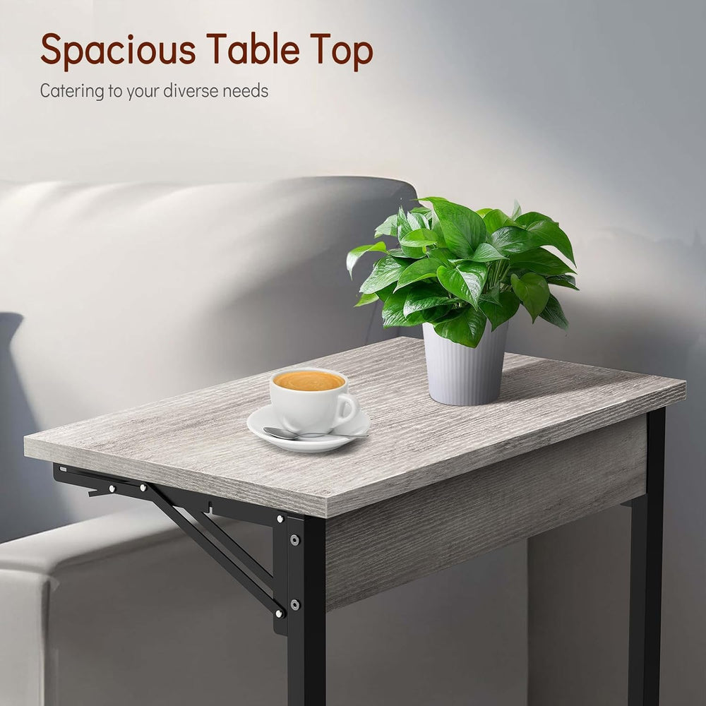 Tatub 24" TV Tray Table Set of 4, Folding C Shaped End Table, Small Sofa...