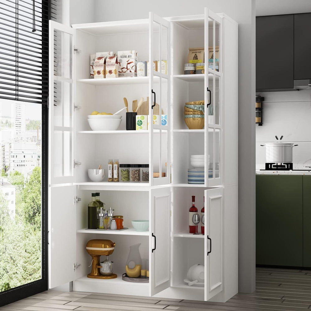 AIEGLE Freestanding Cabinet with 3 Glass Doors, Tall Storage with 5-Tier Shel...