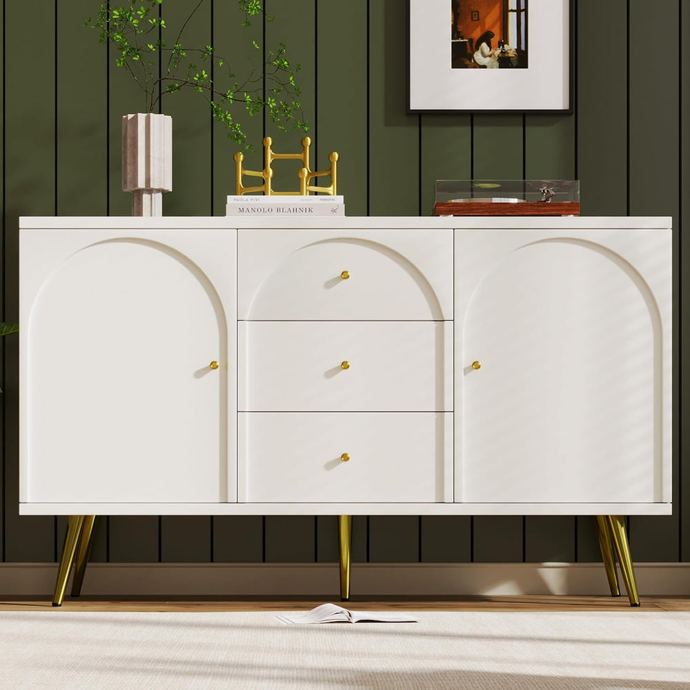 CYJZH Modern Metal Foot Two Door Dining Cabinet, Combining Wood and Metal, Si...