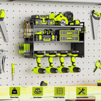 Power Tool Organizer Wall Mount, Drill Holder tool storage with Hooks & Screwdriver Organizer, Heavy Duty Iron 3 Layers Garage Storage Shelf for Workshop Shed Pegboard Basement(Black)