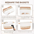 2 Pack Storage Basket for Shelves, Boho Cotton Rope Storage Bins with Heavy Tassel, Shelf Baskets Large Woven Baskets for Organizing, Cube Organizer Bins, Baby Laundry Basket for Clothes, Toys, Pets