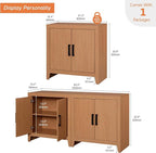 WAMPAT Farmhouse TV Stand for TVs up to 65 Inch, Rustic Wood Entertainment Center & Media Console with 4 Storage Doors, Accent Cabinet for Living Room, Hallway, Rustic Mocha
