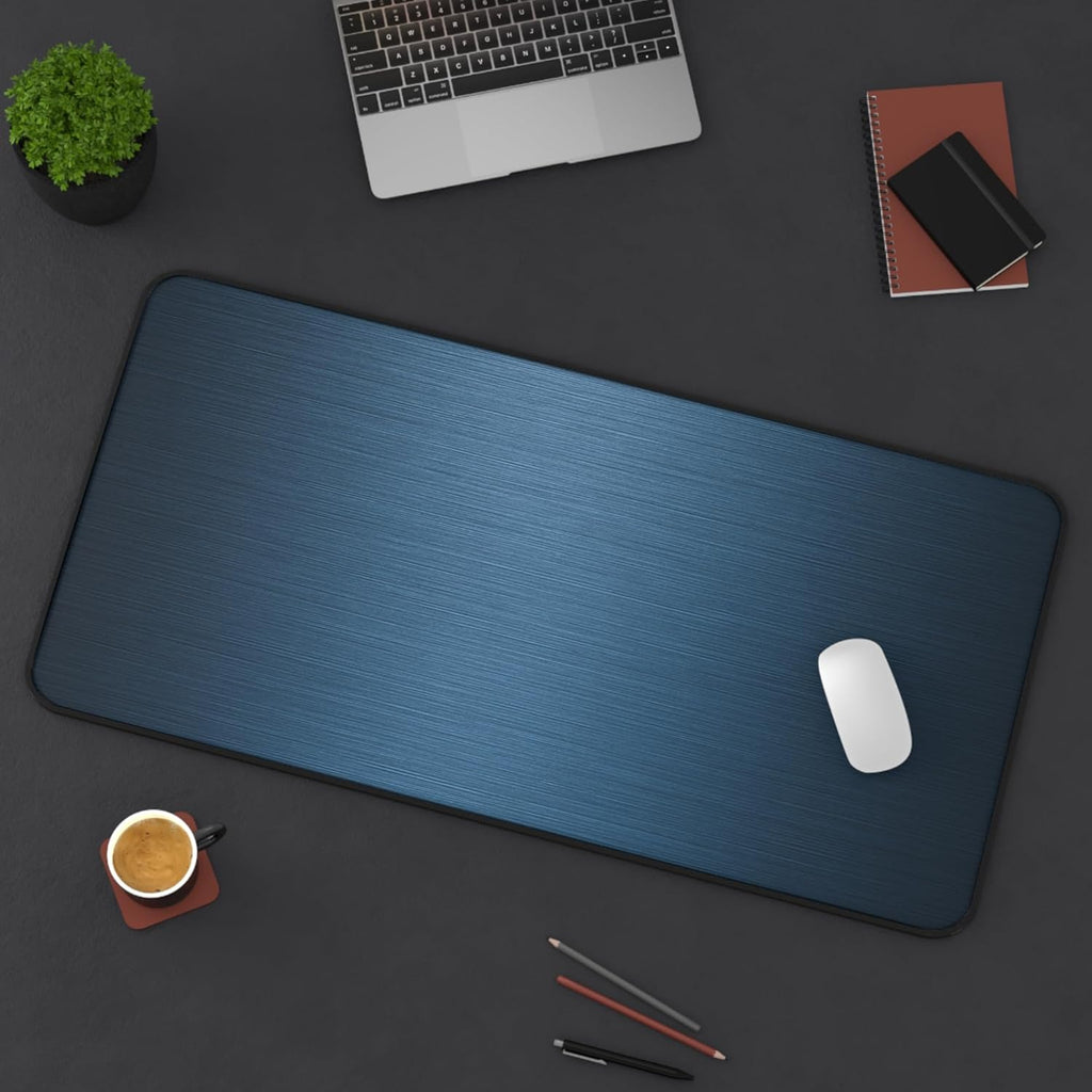 Brushed Metal Texture Desk Mat - Extended Mouse Pad & Desk Pad, Neoprene Surface, Non-Slip Rubber Base, Stitched Edges, Desk Protector for Keyboard & Mouse, Sizes 12x18/12x22/16x32 (Blue, 16x32)