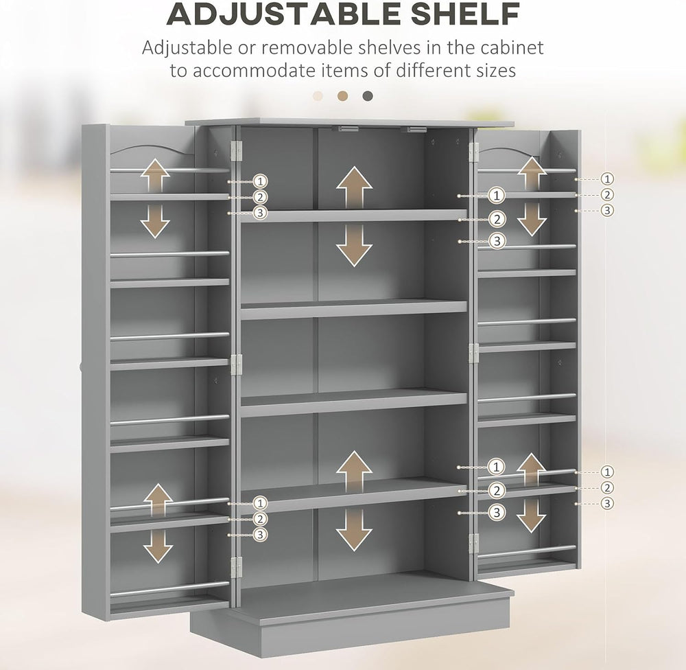 41" Kitchen Pantry Storage Cabinet, Freestanding Kitchen Cabinet with 12...