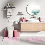 Bathroom Accessories Set - 25PC Pink Bathroom Set, Bathroom Set with Shower Curtain and Rugs, Pink Shower Curtain Set, Toilet Brush, Bathroom Trash Can