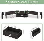 Dual Monitor Stand Riser w/ Drawer & Metal Leg, Large Computer Monitor Riser w/ Storage For 2 Monitors, Desk Shelf For Monitor w/ Adjustable Length & Angle, Desktop Organizer For Laptop/TV/Printer