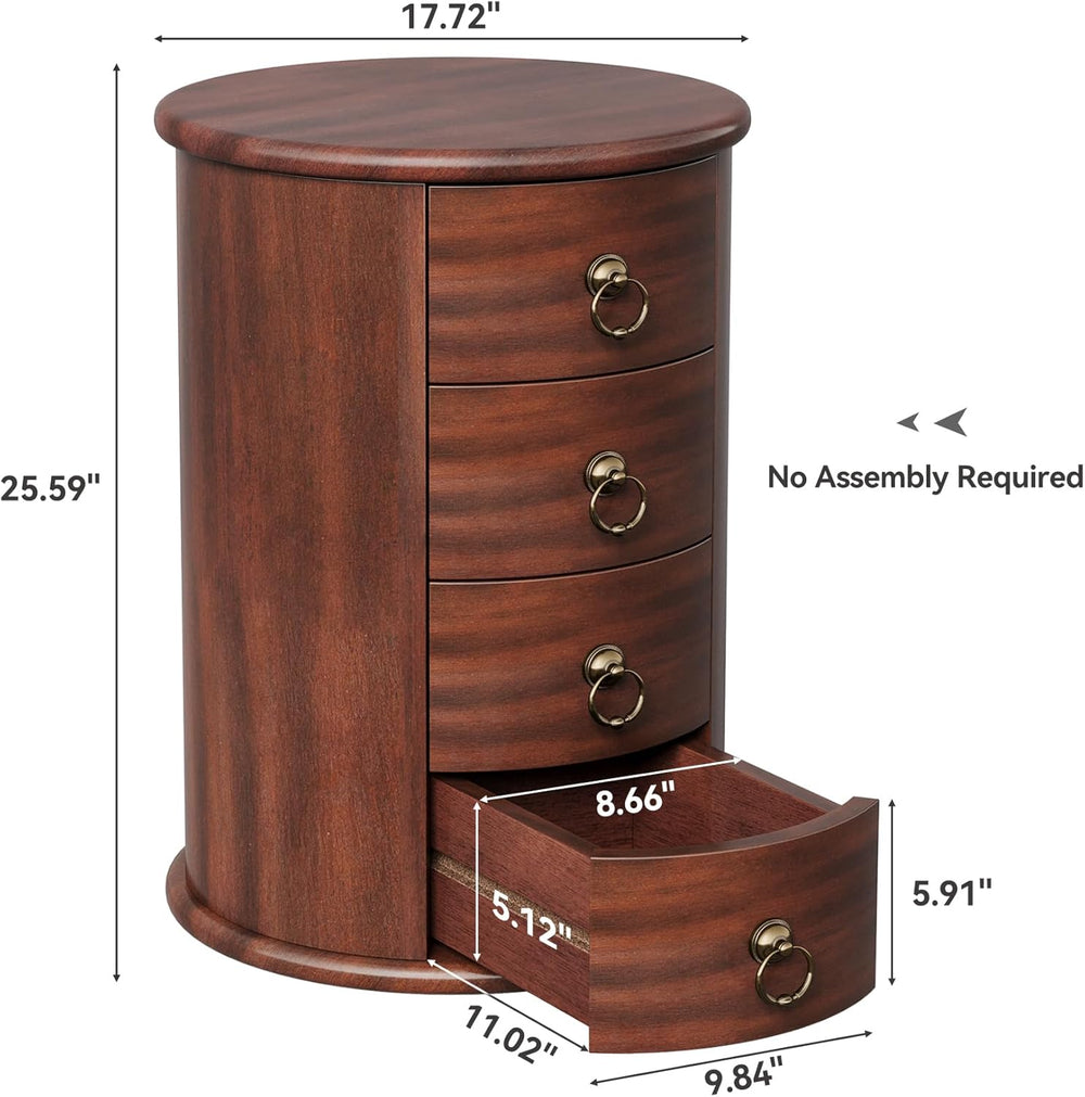 LITTLE TREE Night Stand Set of 2, Small Solid Wood Side Table with 4 Drawers,...