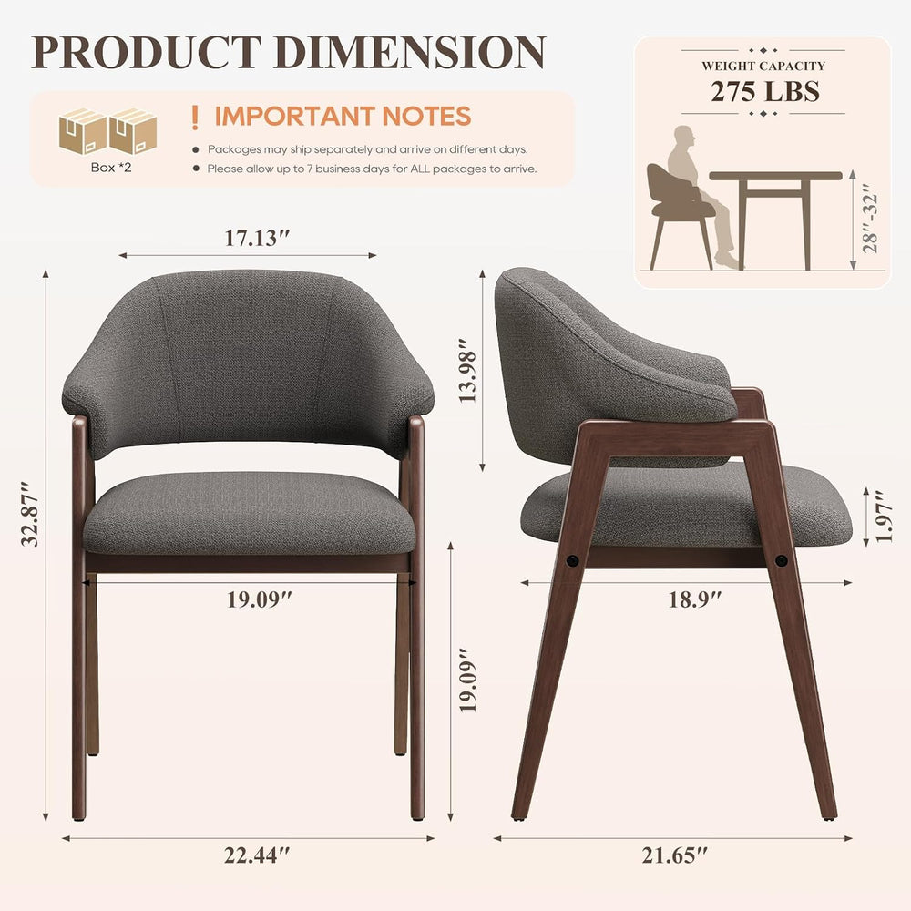 MALOL Wooden Dining Chairs Set of 4, Modern Fabric Upholstered Dining Room Ch...