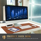 K KNODEL Desk Mat, Blotter, Dual-Sided Office Desk Pad, Waterproof Desk Mat for Desktop, Desk Blotters, PVC Leather Pad Protector (Brown, 35.4" x 17")