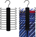 JOHOUSE Wooden Tie Rack, Tie Hanger Organizer for Men Closet 20 Hooks 360 Degree Rotating Hanging Space Saving Holder for Belt Scarf, Black