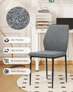 Dining Chairs Set of 4, Upholstered Wooden Dining Room Chairs, Mid Century Modern Fabric Kitchen Chair with Metal Legs Chenille Fabric for Kitchen/Restaurant/Hotel- Dark Gray (Only Chairs)