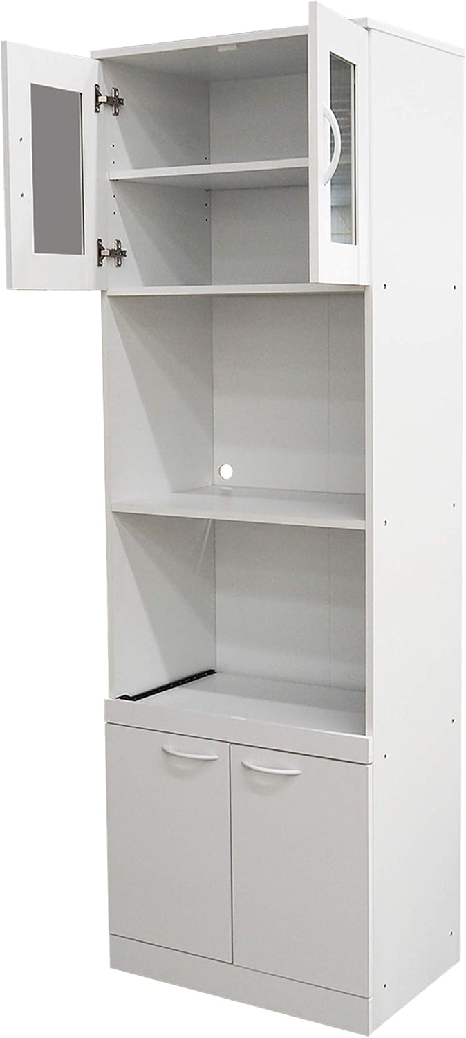 KB Designs - 71" Wood/Glass Kitchen Storage Pantry, Microwave Cabinet, W...