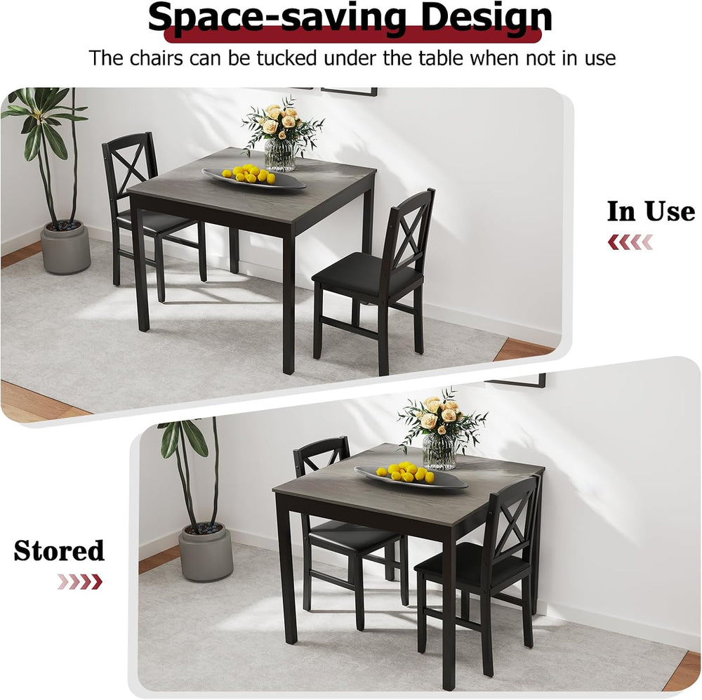 Tangkula Mid-Century Modern Dining Table Set for 2, Wooden Kitchen Table &amp...