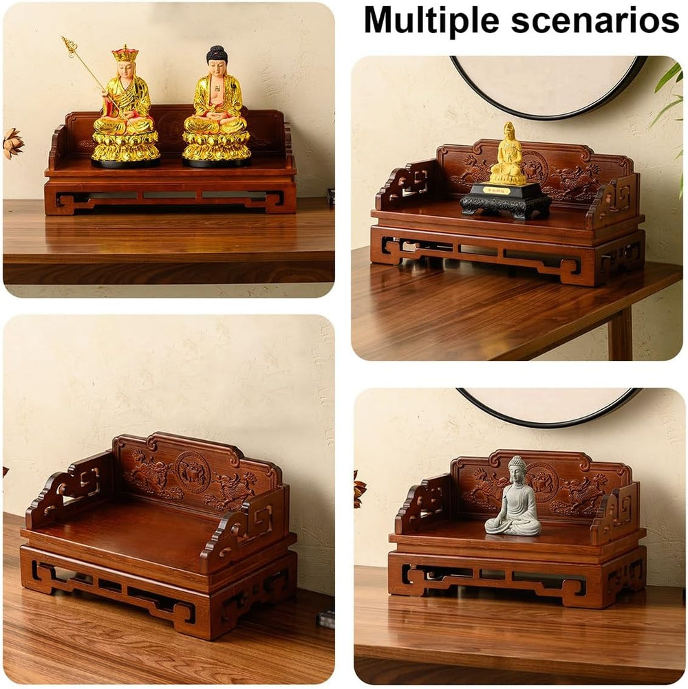Bamboo Buddha Altar Cabinet, Prayer Meditation Table, Chinese Carving Buddhis...