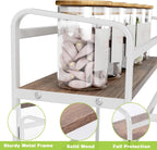 3-Tier Coffee Syrup Rack for Countertop, Large Capacity 12-Bottles Syrup Stand with Wood Shelf & Metal Frame for Coffee Bar, Premium White Coffee Organizer Station/Wine Rack for Kitchen Storage