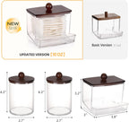 Tbestmax Qtips Holder Dispenser, 10 Cotton Ball/Swabs Storage Containers, Apothecary Jars for Bathroom Organizer Bambooo Lids