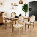 French Country Dining Chairs Set of 4,Farmhouse Upholstered Dining Room Chairs with Tufted Round Back&Solid Leg,Velvet Kitchen Side Chairs for Kitchen/Bedroom/Dining Room,Beige